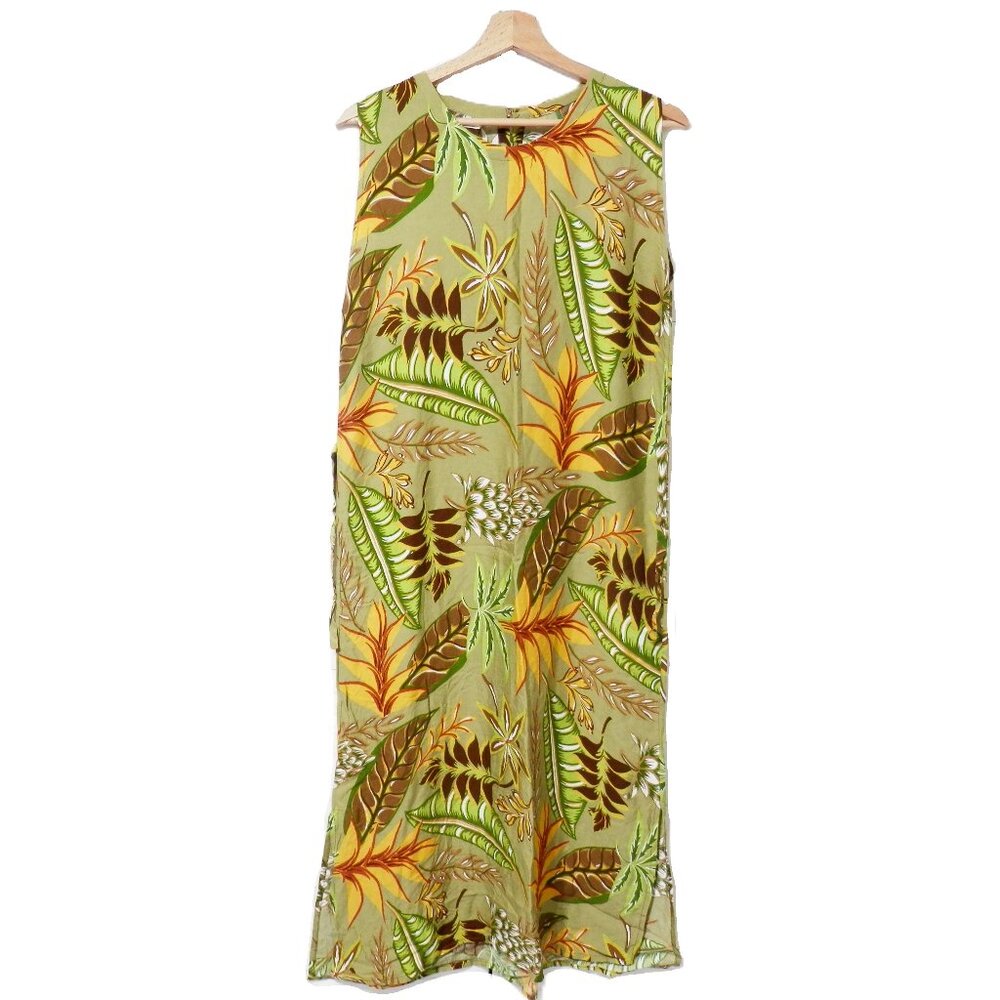 Vintage Tropical Sleeveless Midi Dress